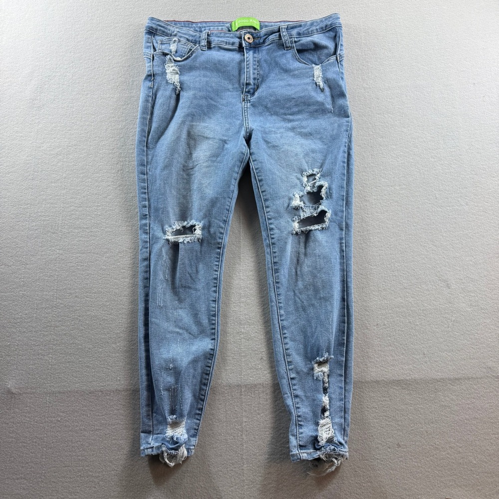 Gogo Jeans Skinny Jeans Women 15/32 Blue Distressed Ripped Denim GOGO-7818
